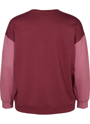 Sweat-shirt avec contraste de couleurs, Red Mahogany/Rose B, Packshot image number 1