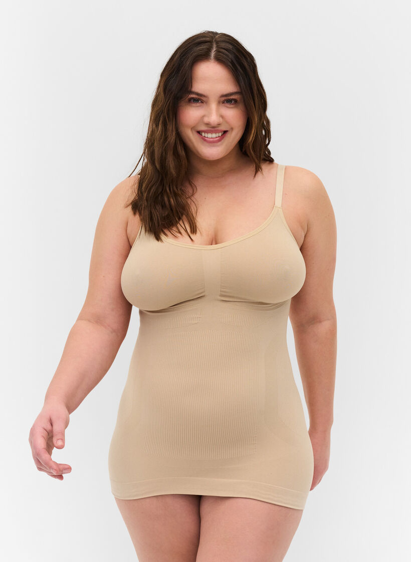 Haut gainant &agrave; bretelles, Beige, Model image number 0