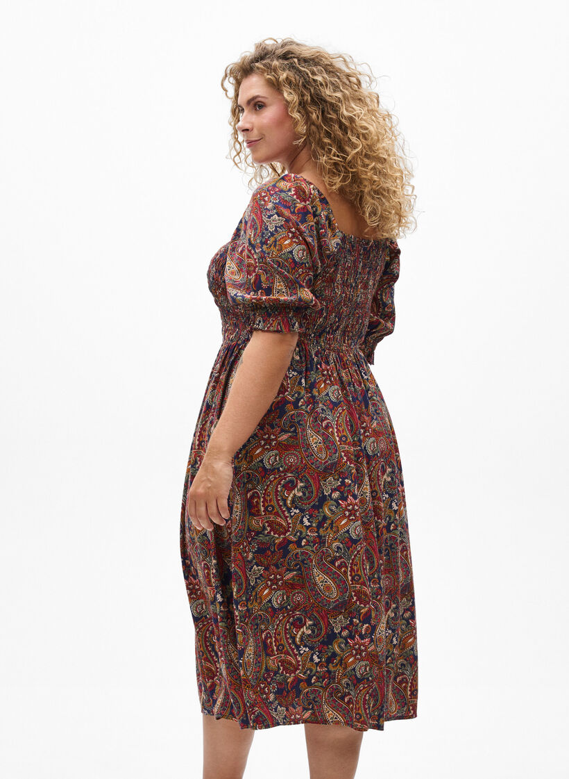 Robe d'&eacute;t&eacute; en viscose &agrave; imprim&eacute; paisley, Bleu, Model image number 2
