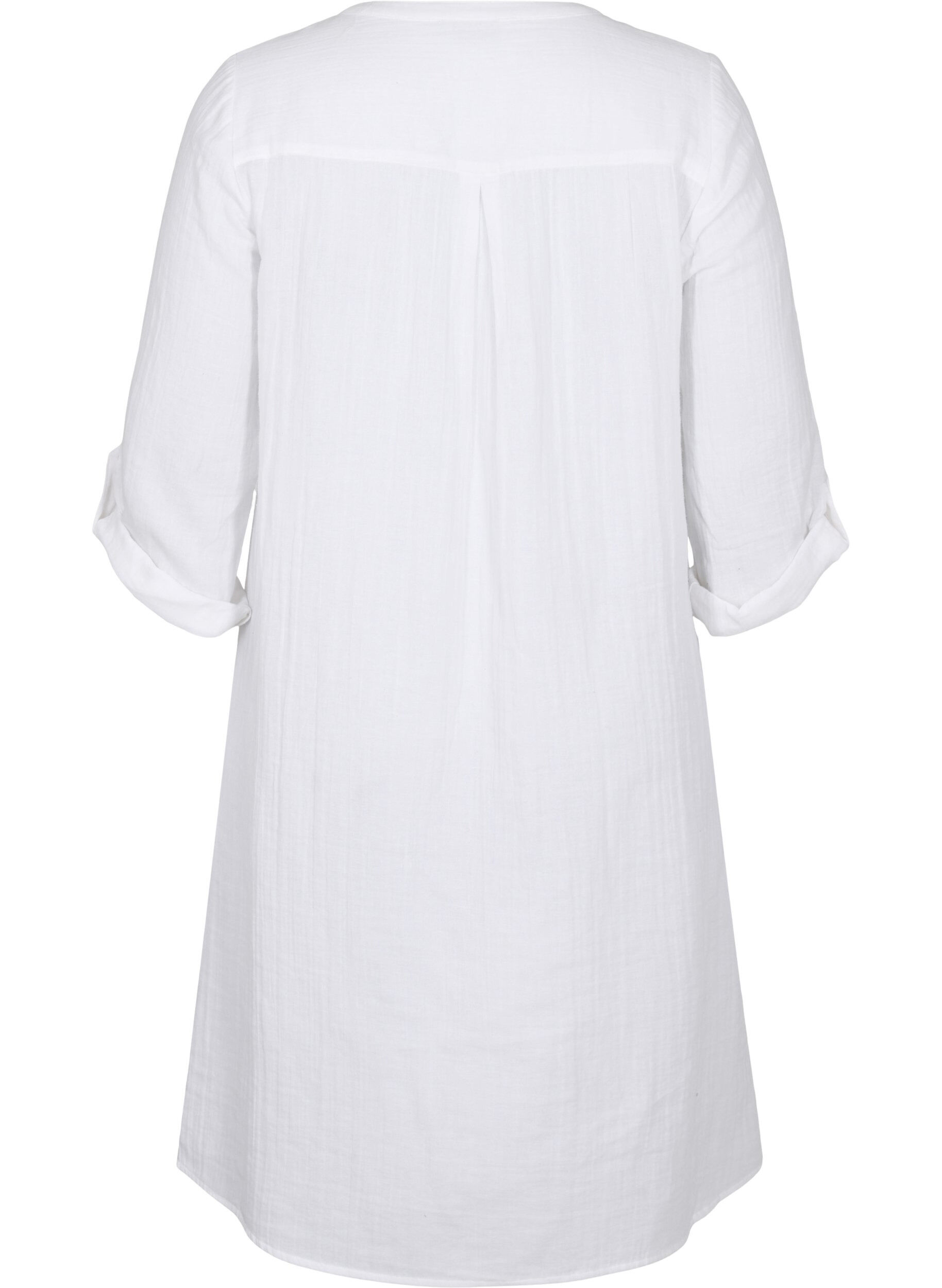 Zizzi Robe en coton &agrave; manches 3/4, Bright White, Packshot image number 1