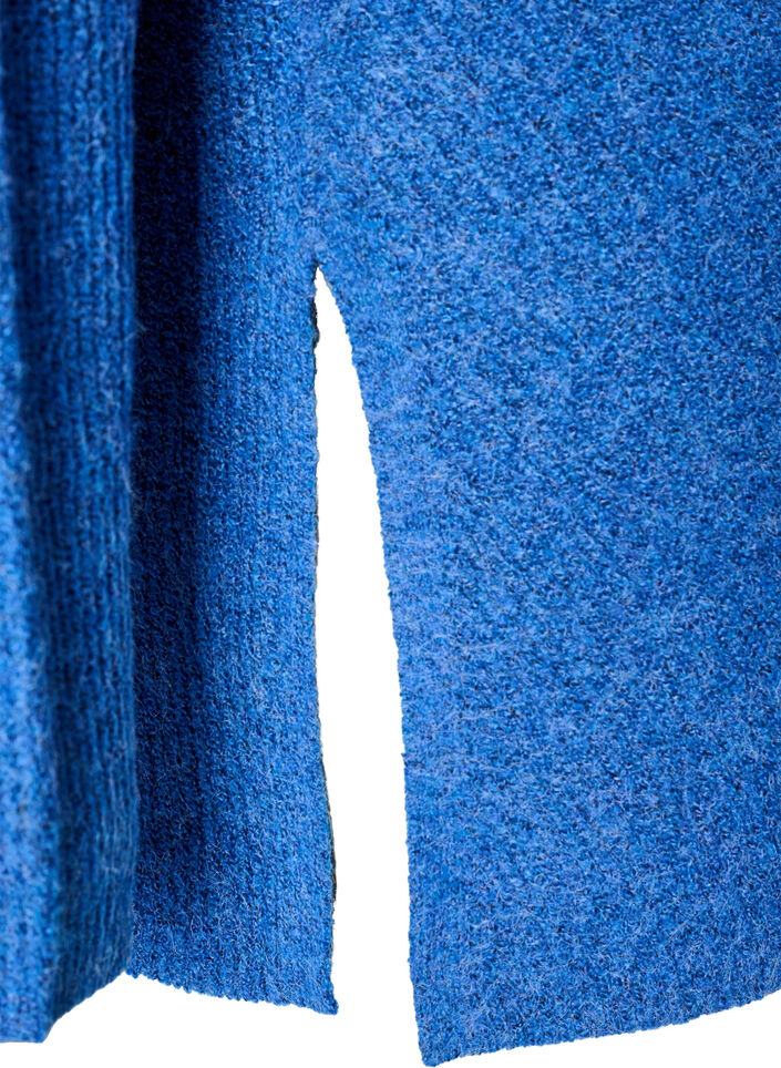 Pull en maille avec motif diagonal et manches raglan, Bleu, Packshot image number 3