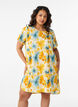 Robe courte avec texture froiss&eacute;e et manches courtes, Jaune, Model image number 0