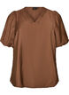 Blouse avec manches ballon et col en V, Marron, Packshot image number 0