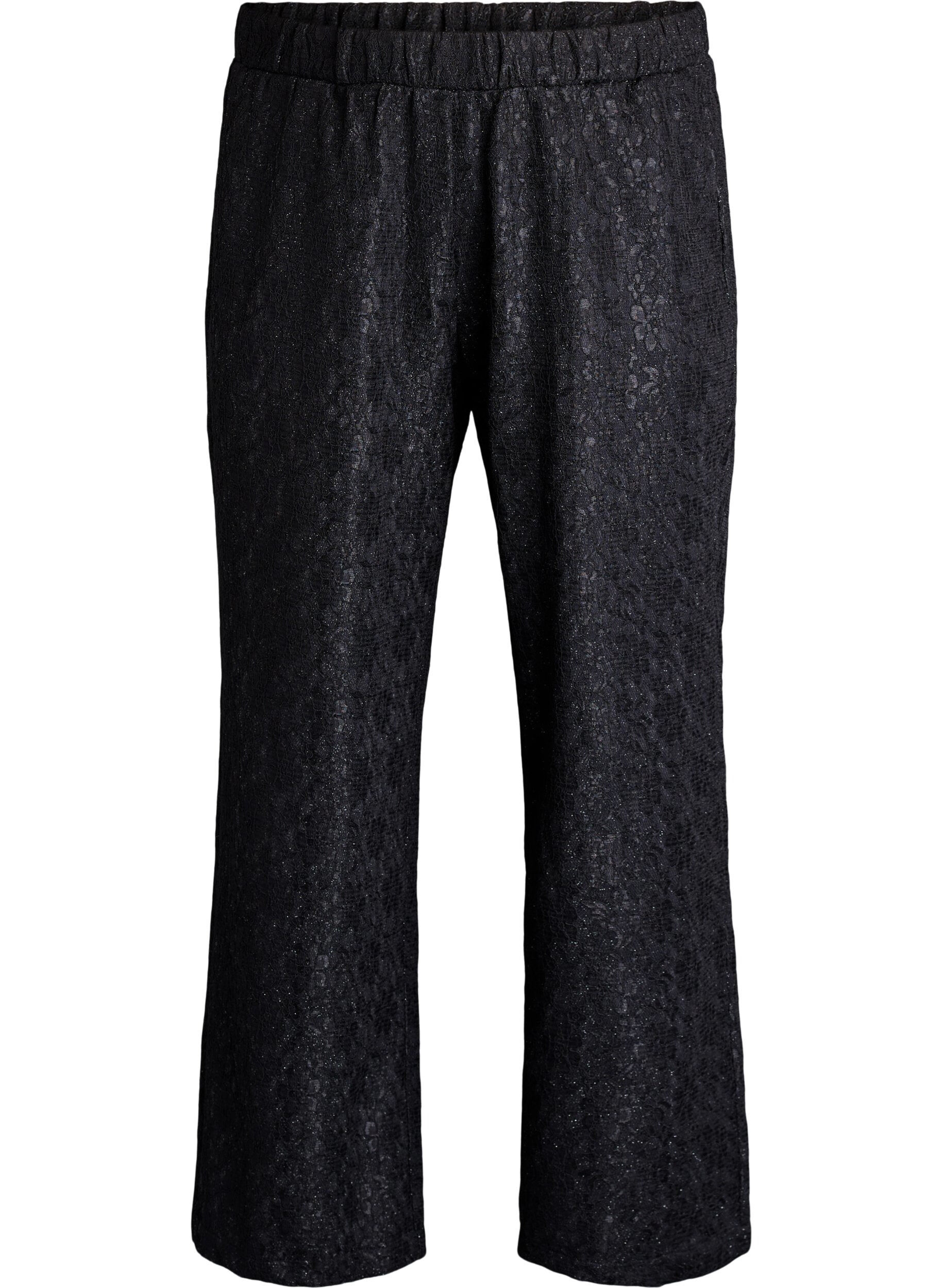 Pantalon avec texture dentelle et fil scintillant