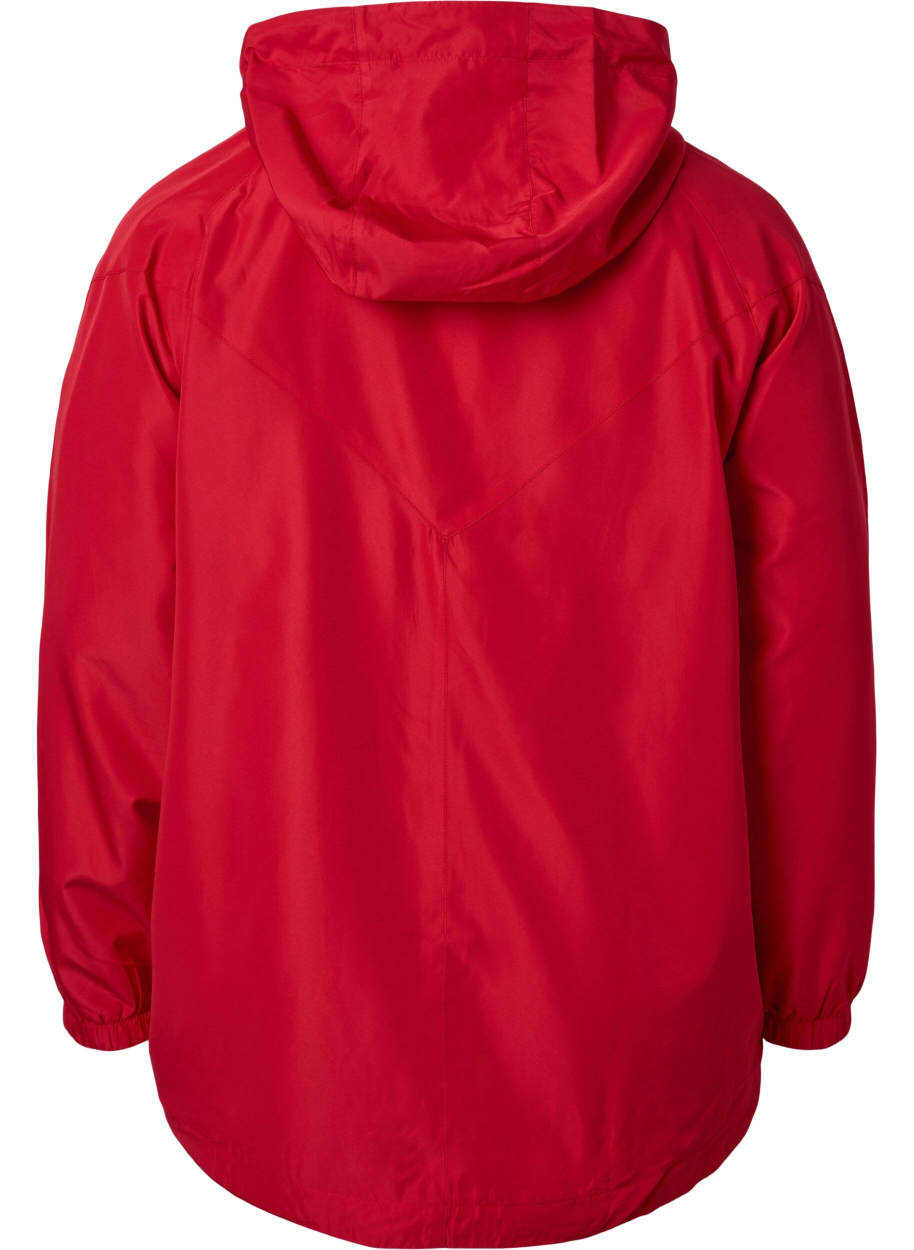 Zizzi Veste courte avec capuche et bas r&eacute;glable, Tango Red, Packshot image number 1