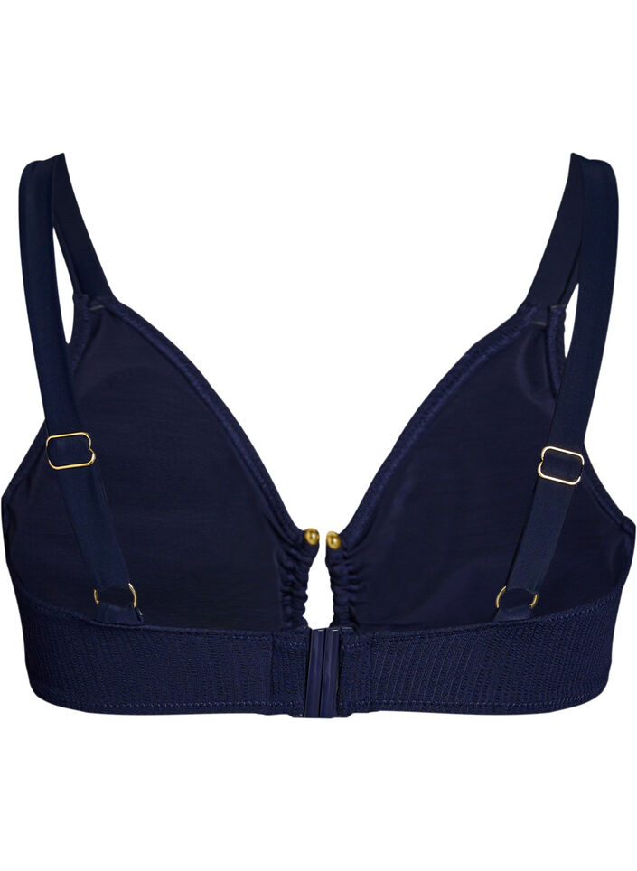 Haut de bikini textur&eacute; avec d&eacute;tail dor&eacute;, Bleu, Packshot image number 1