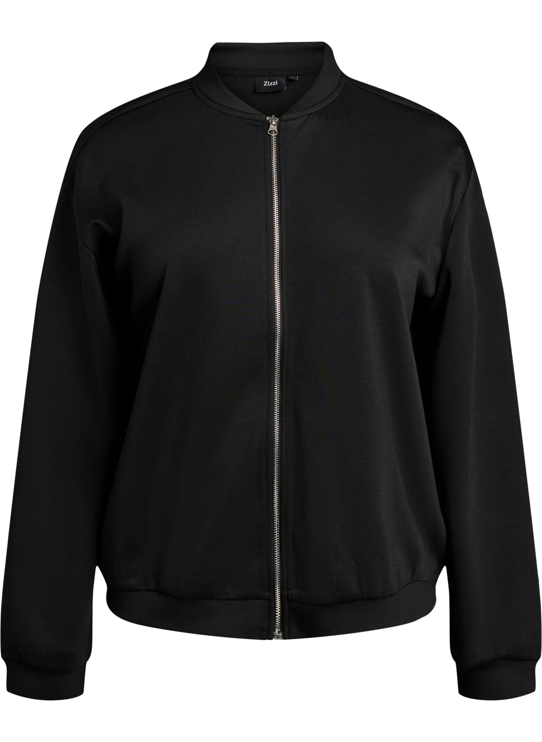 Zizzi Cardigan bomber zipp&eacute;, Noir, Packshot image number 0