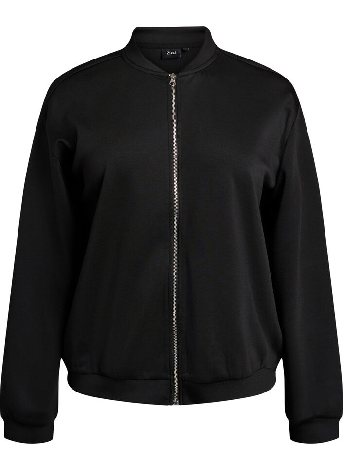 Cardigan bomber zipp&eacute;, Noir, Packshot image number 0