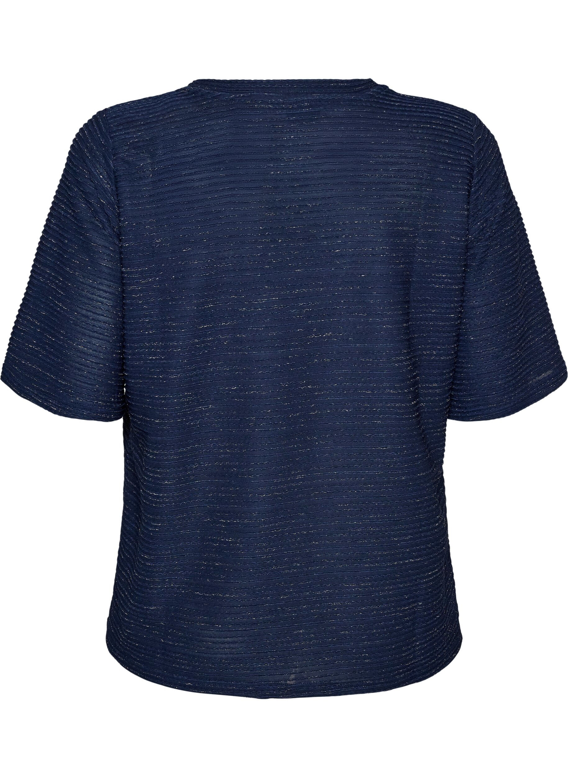 ZizziBlouse textur&eacute;e avec paillettes, Bleu, Packshot image number 1