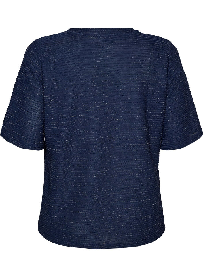 Blouse textur&eacute;e avec paillettes, Bleu, Packshot image number 1