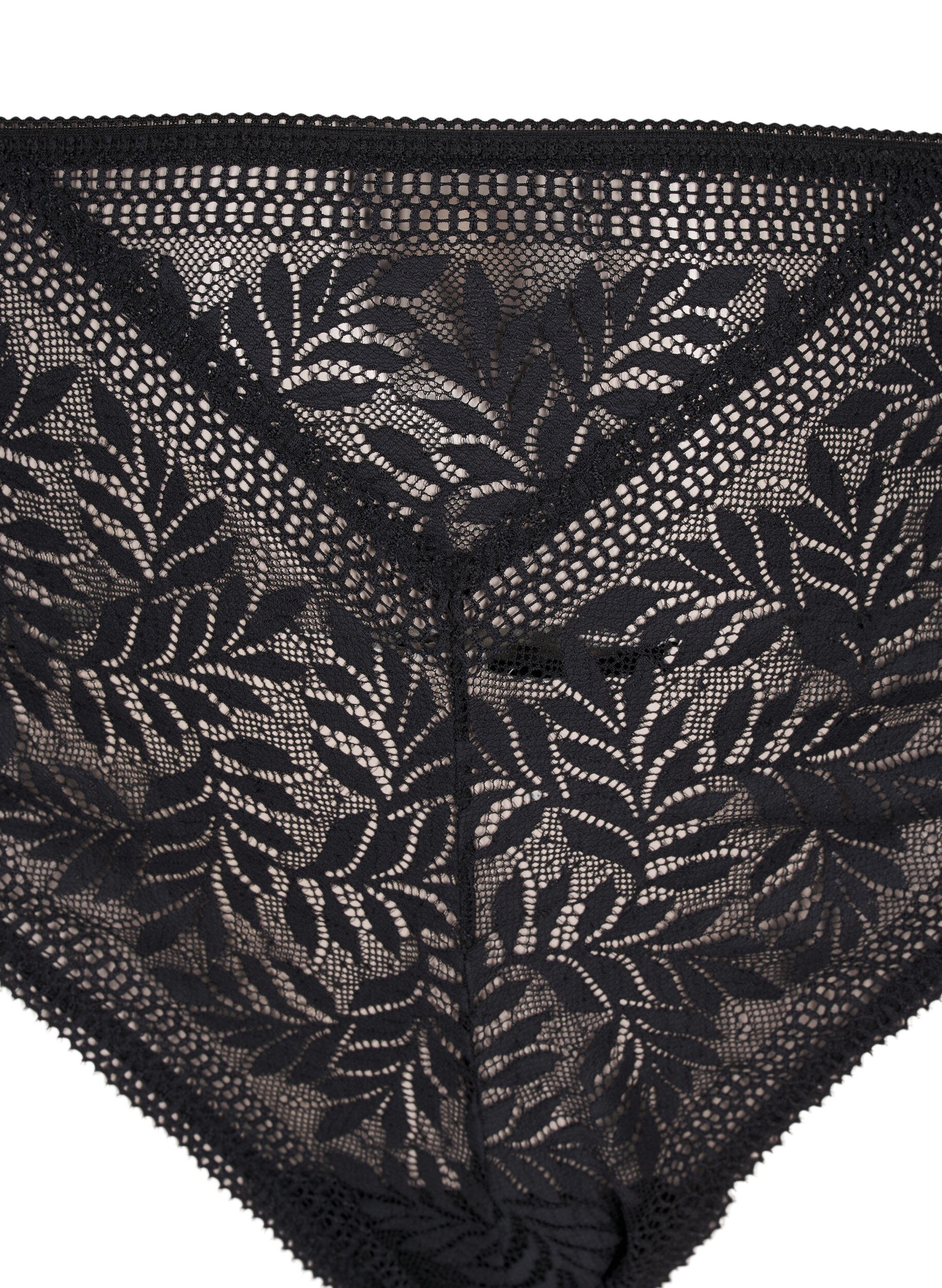 Zizzi String en dentelle &agrave; taille r&eacute;guli&egrave;re, Black, Packshot image number 2