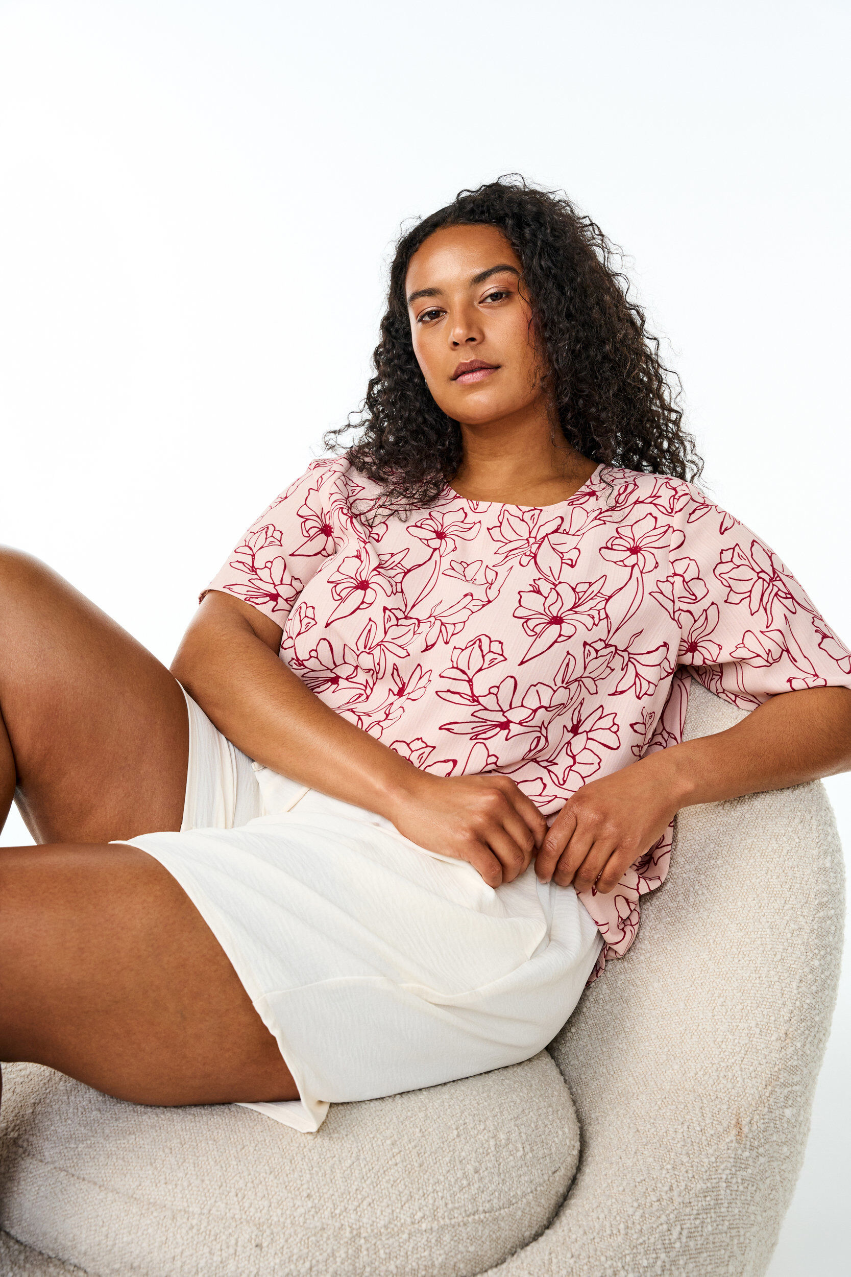 Zizzi Chemisier &agrave; manches courtes avec col rond, Rose, Image image number 0