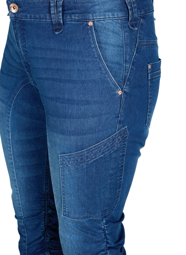 Pantacourt jean slim avec poches, Bleu, Packshot image number 2