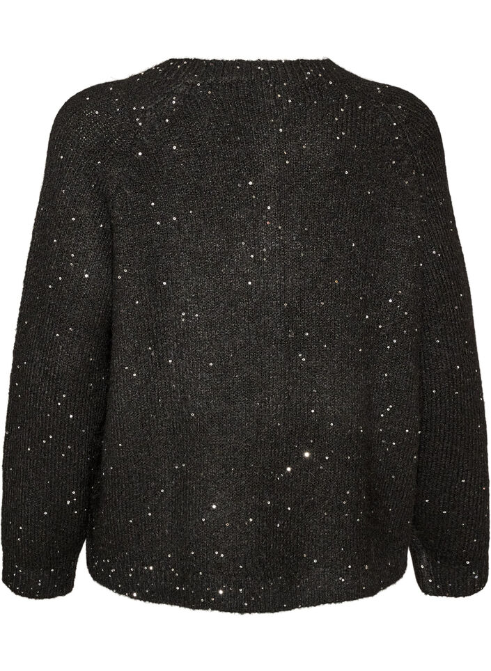 Cardigan avec sequins et boutons, Noir, Packshot image number 1