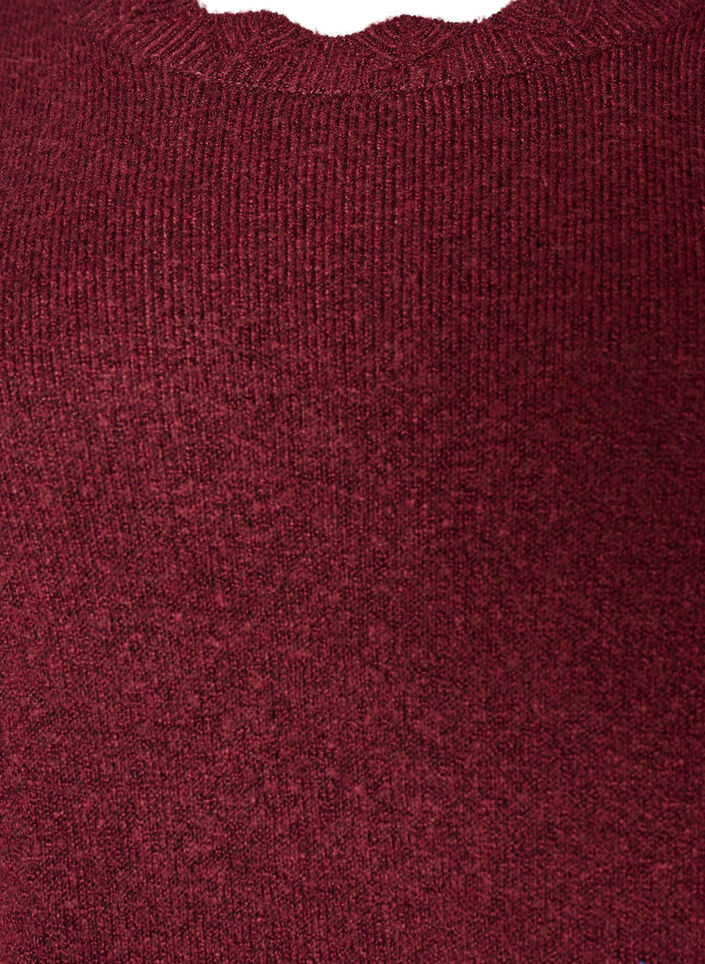 Robe courte en maille avec ourlet ondul&eacute; et fentes, Bordeaux, Packshot image number 2