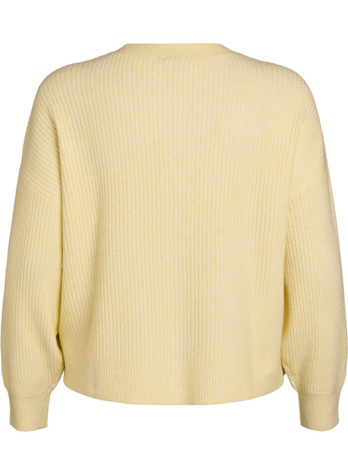 Cardigan en tricot côtelé avec boutons, Jaune clair, Packshot image number 1