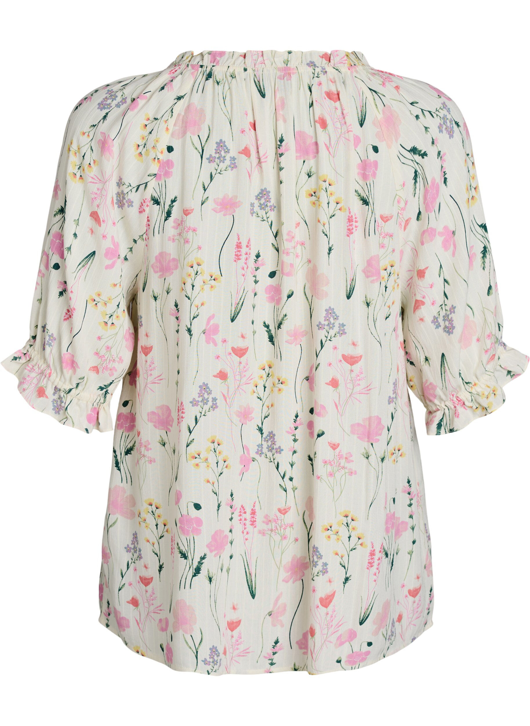 ZizziBlouse en viscose &agrave; fleurs avec manches mi-longues, Vanille, Packshot image number 1