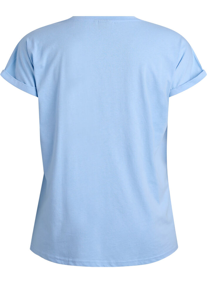 T-shirt &agrave; manches courtes en m&eacute;lange de coton, Bleu Clair, Packshot image number 1