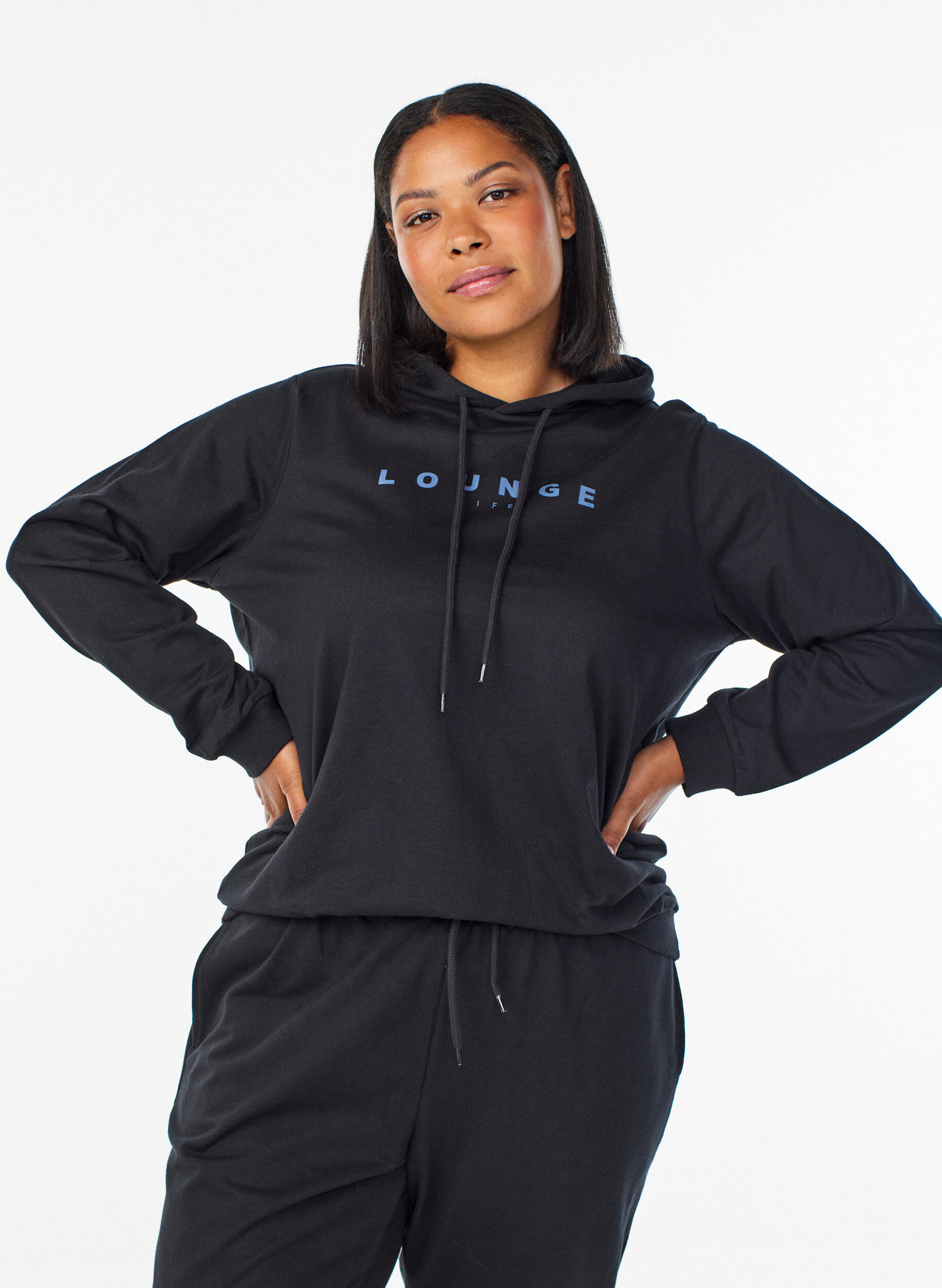 ZizziSweat &agrave; capuche avec imprim&eacute;, Noir, Model image number 0