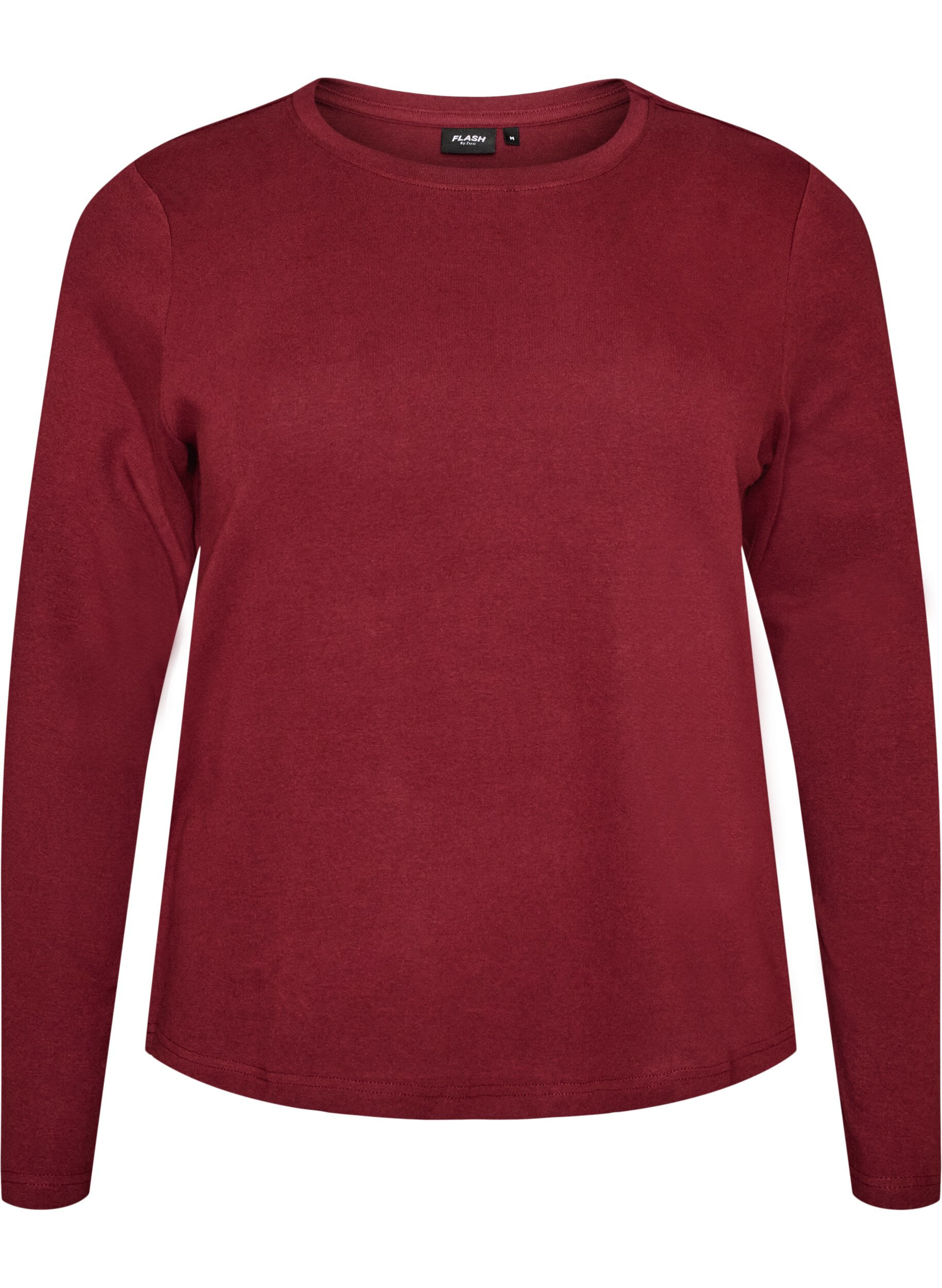 ZizziT-shirt basique &agrave; manches longues et col rond, Bordeaux, Packshot image number 0