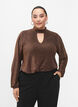Blouse scintillante à manches longues avec décolleté arrondi et détail en V, Black Copper, Model image number 0