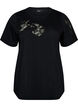 T-shirt en coton avec appliqu&eacute;s en dentelle, Noir, Packshot image number 0