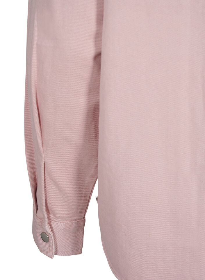 Chemise en jean de couleur unie dotée de poches sur la poitrine, Pale Mauve, Packshot image number 4