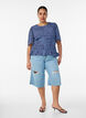 Jean cropped &agrave; effet us&eacute; et bords bruts, Bleu Clair, Model image number 0