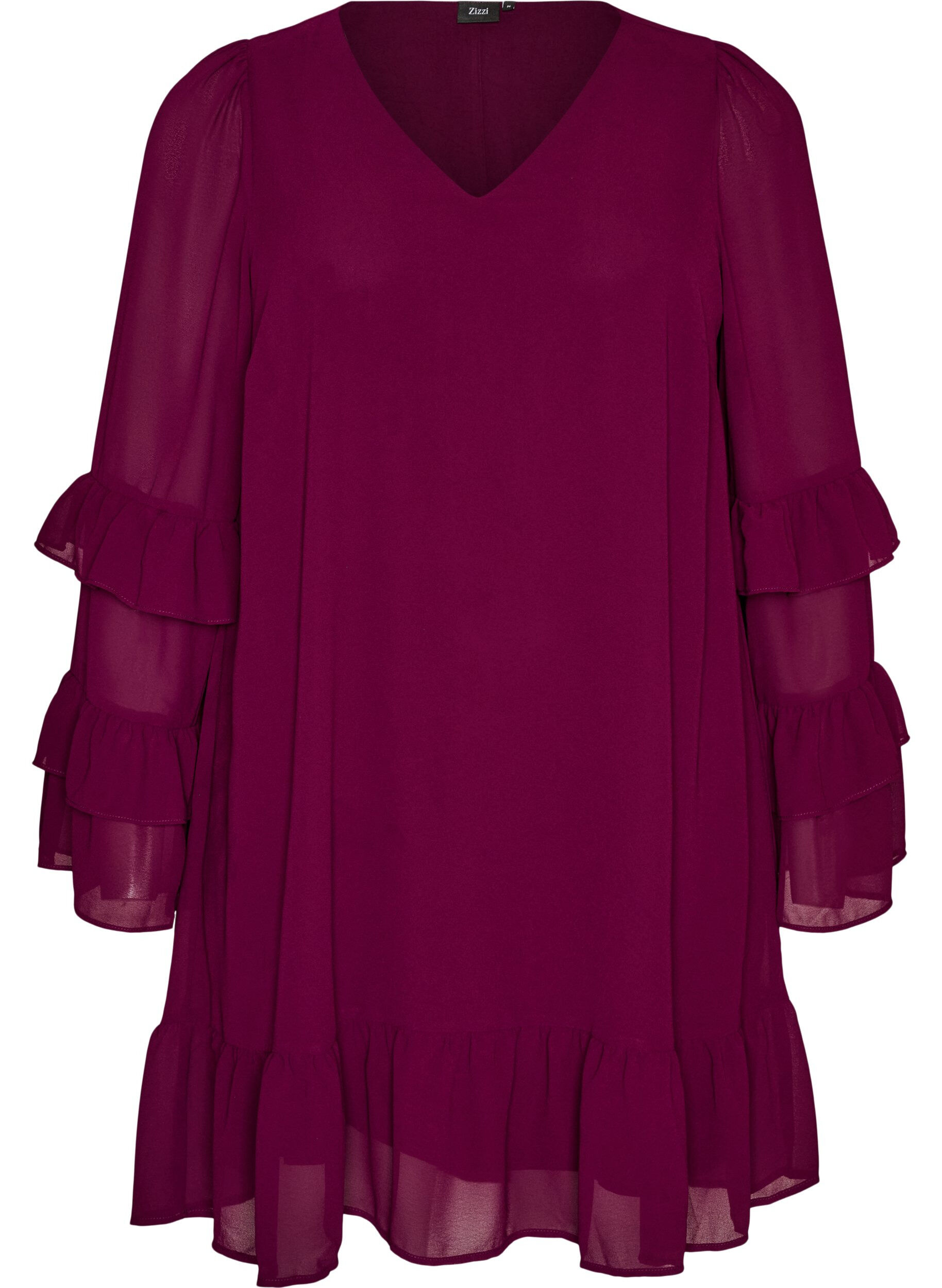 ZizziRobe courte avec manches transparentes &agrave; volants, Violet, Packshot image number 0
