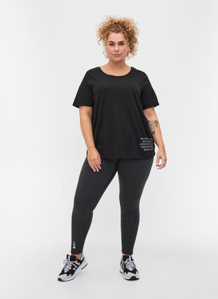 T-shirt d'entraînement en coton avec texte et manches courtes, Black, Model image number 3