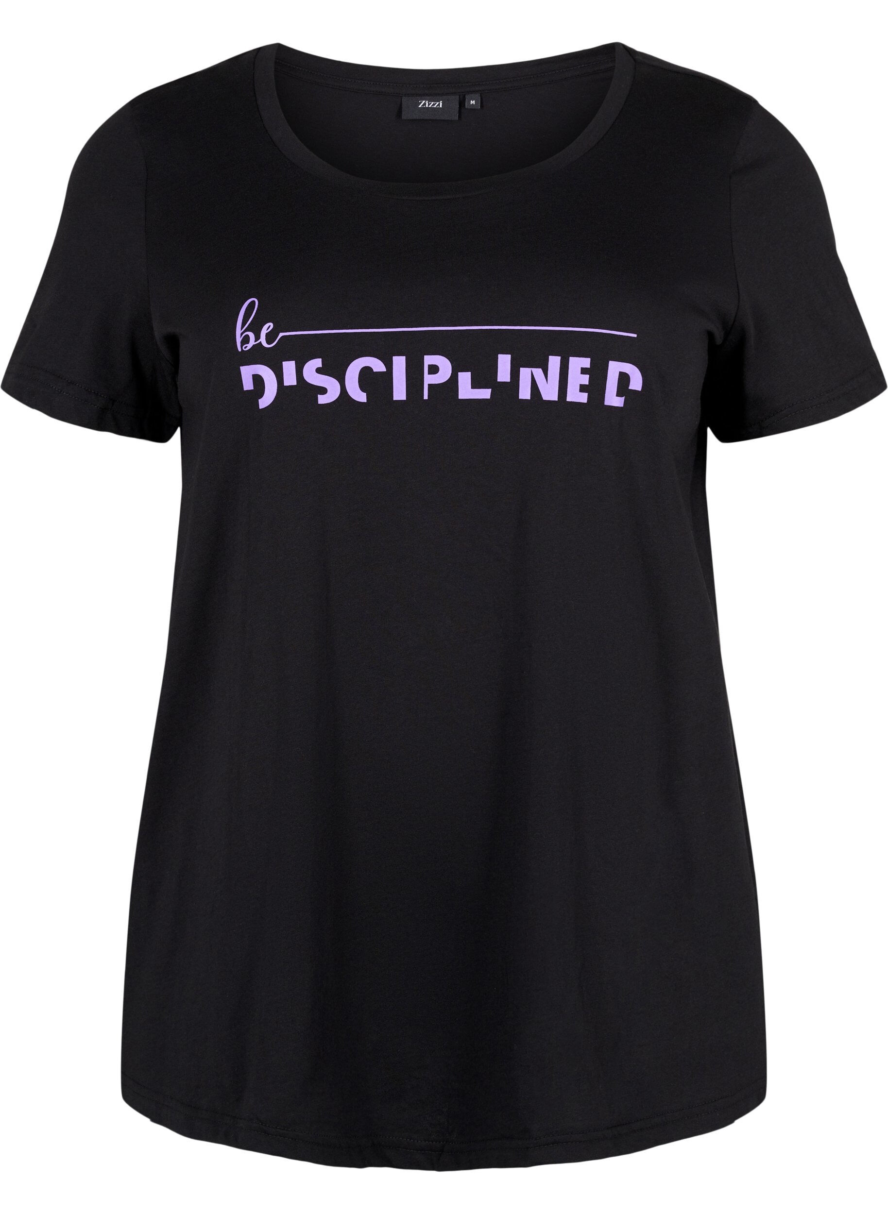 Zizzi T-shirt de sport avec imprim&eacute;, Black w. Disciplined, Packshot image number 0