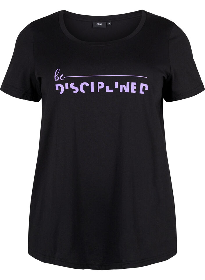 T-shirt de sport avec imprimé, Black w. Disciplined, Packshot image number 0