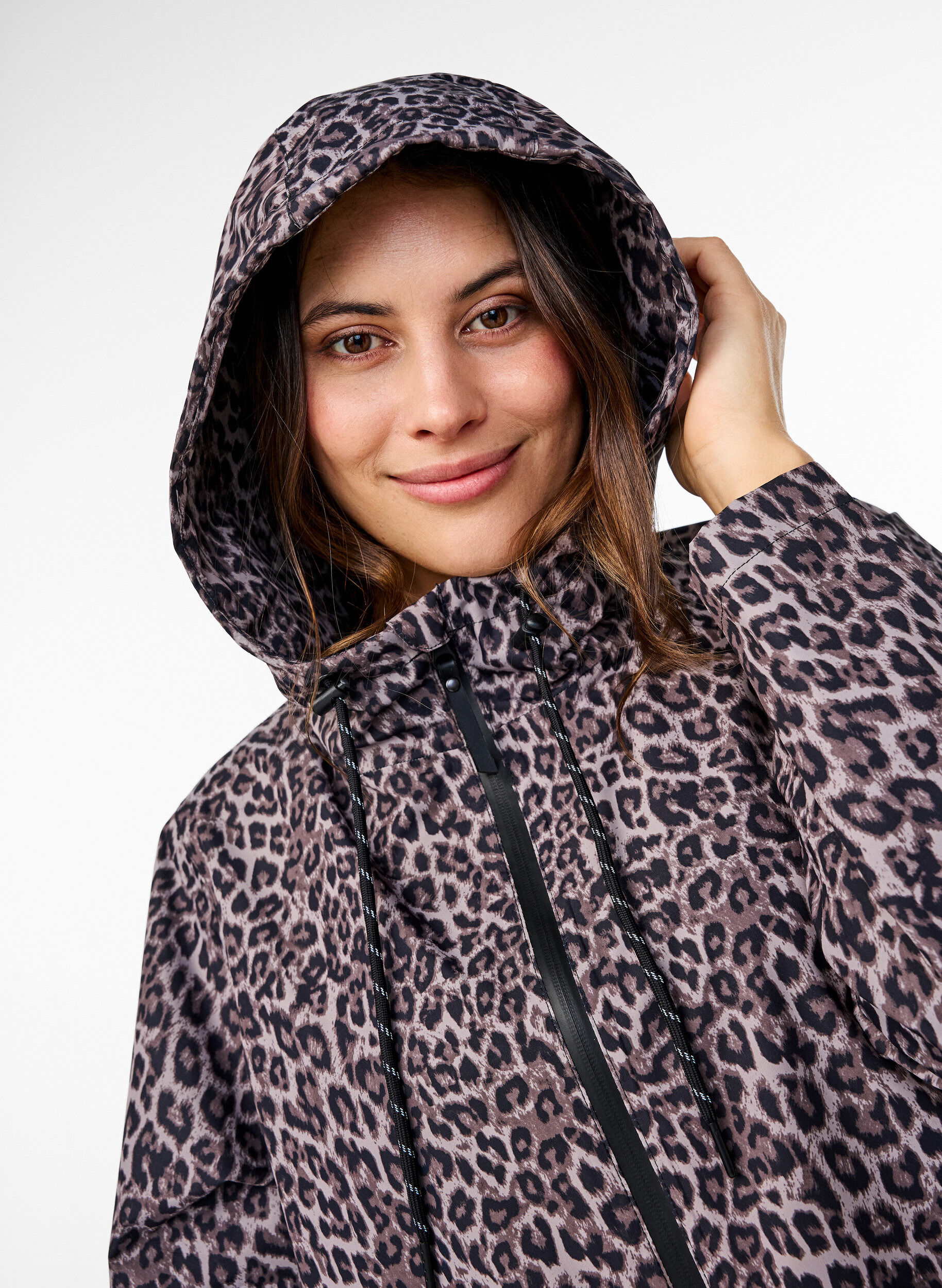 ZizziVeste de pluie avec poches et capuche, Marron, Model image number 3