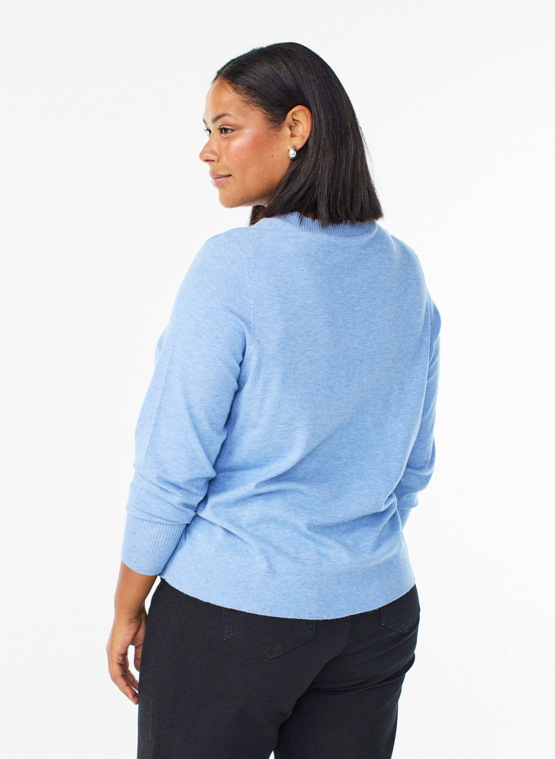 ZizziChemisier en maille &agrave; col rond, Bleu, Model image number 2
