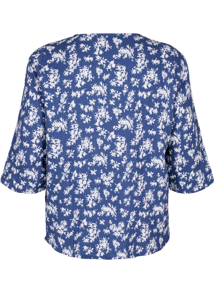 Chemise de nuit florale à manches 3/4, V. Indigo Flower AOP, Packshot image number 1