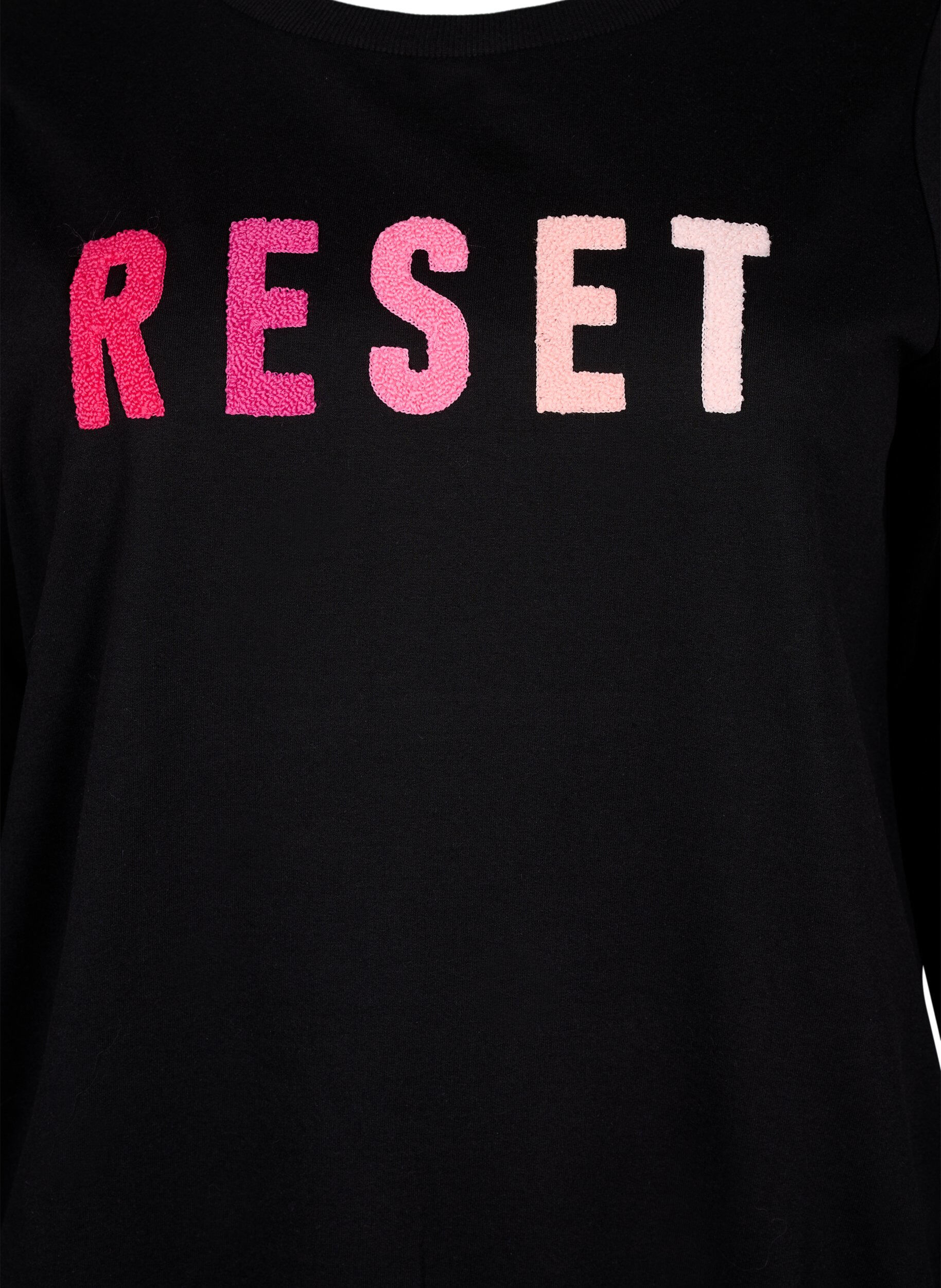Zizzi Sweatshirt avec texte, Black W. Reset, Packshot image number 2