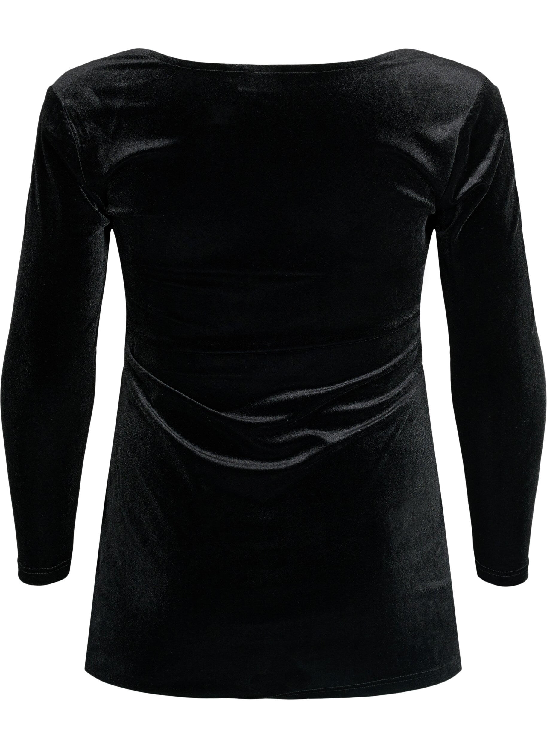Zizzi Robe courte en velours avec des touches de dentelle, Black, Packshot image number 1