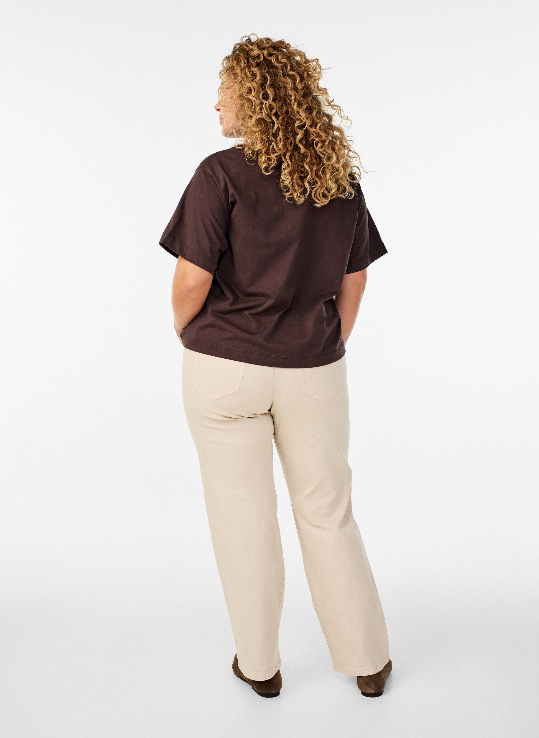 Zizzi Jean taille haute Gemma, Beige, Model image number 1