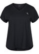 T-shirt de sport &agrave; manches courtes avec col en V, Noir, Packshot image number 0
