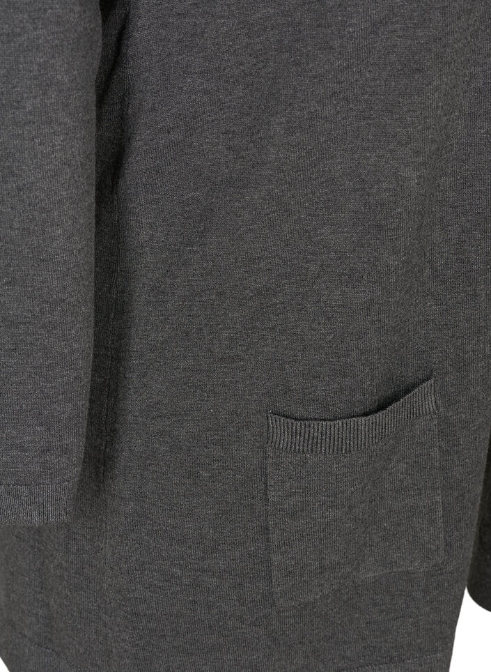 Long cardigan tricot&eacute; dans un m&eacute;lange de viscose, Gris anthracite, Packshot image number 3