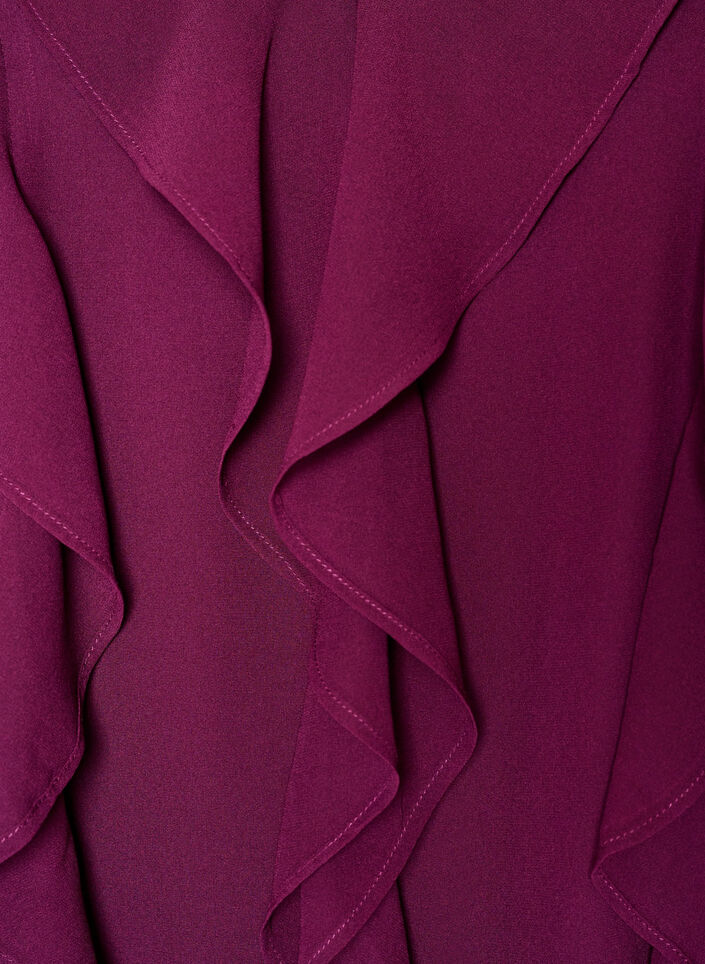 Robe de f&ecirc;te avec volants et d&eacute;collet&eacute; en V, Bordeaux, Packshot image number 2