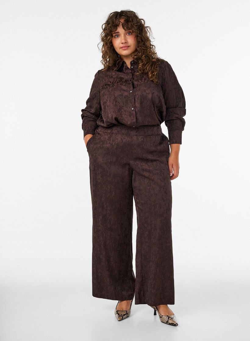 Chemise &agrave; motif cachemire ton sur ton, Marron, Model image number 1