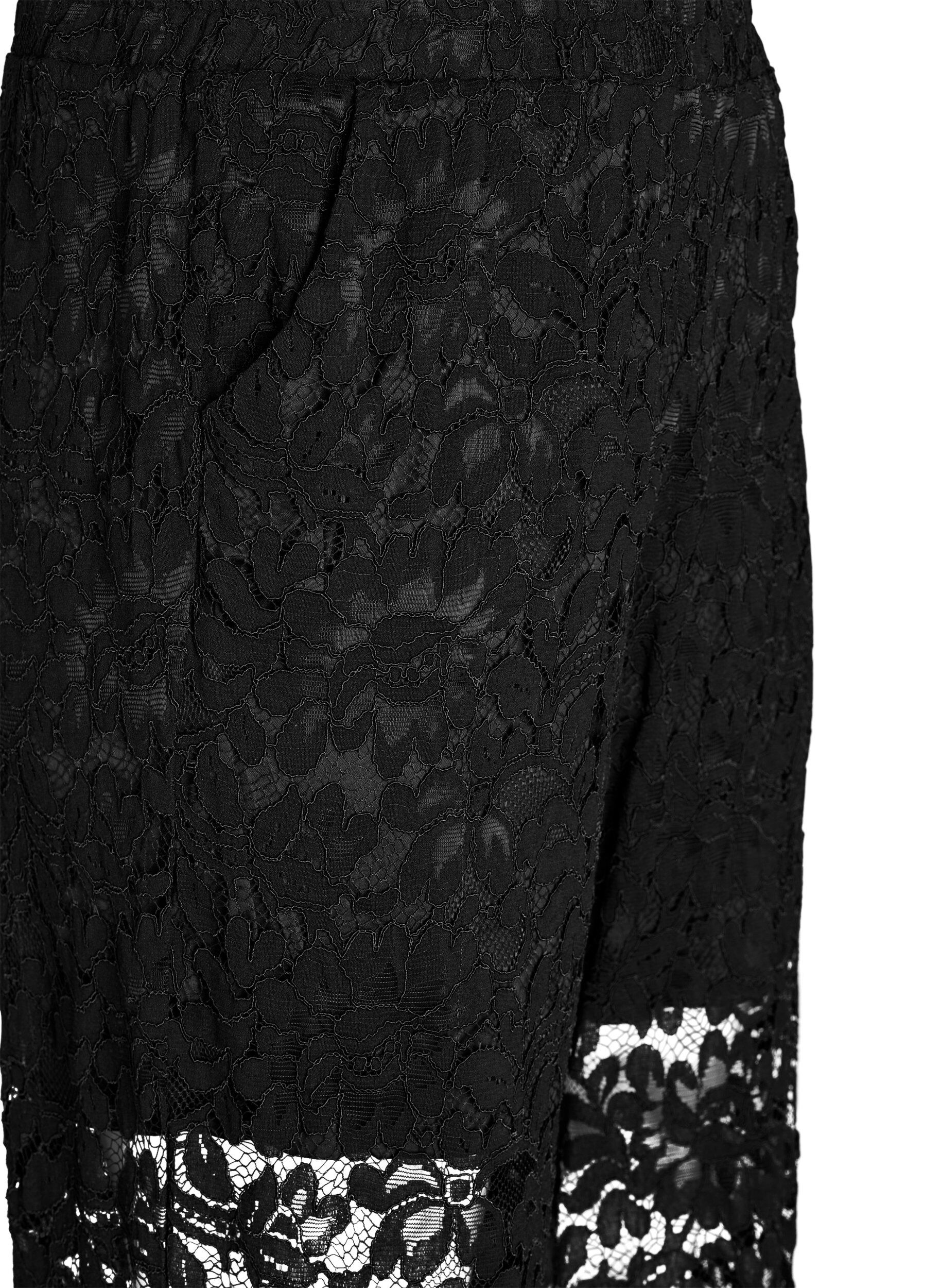 ZizziPantalon taille haute en dentelle &agrave; coupe droite, Noir, Packshot image number 2