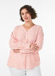 Blouse en lin et viscose avec col en V, Corail, Model image number 0