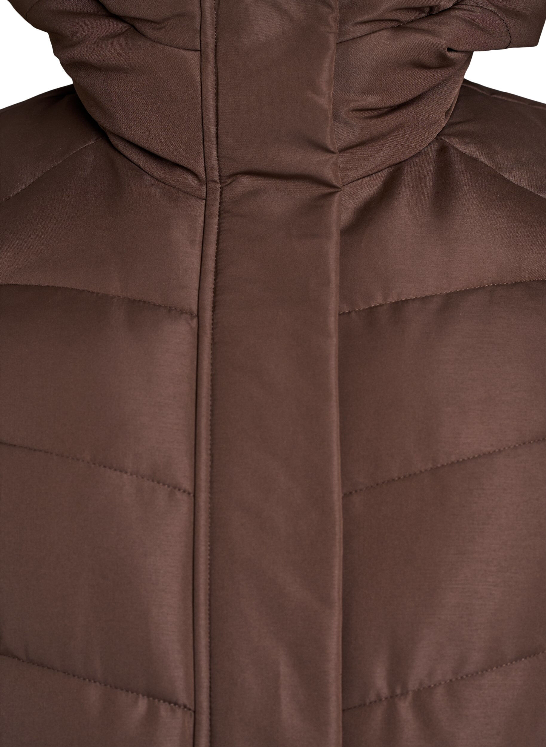 Zizzi Manteau d'hiver matelass&eacute; &agrave; capuche, Marron, Packshot image number 2