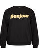 Sweat-shirt avec inscription en boucl&eacute;, Noir, Packshot image number 0