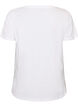 T-shirt en coton avec imprim&eacute; sur le devant et col en V, Blanc, Packshot image number 1