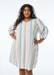 Robes courtes en lin et viscose &agrave; manches 3/4, Bleu, Model image number 0