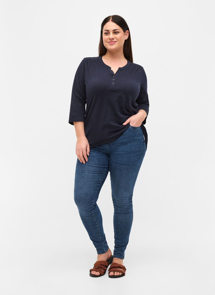 Chemisier en coton à manches 3/4, Night Sky, Model image number 2