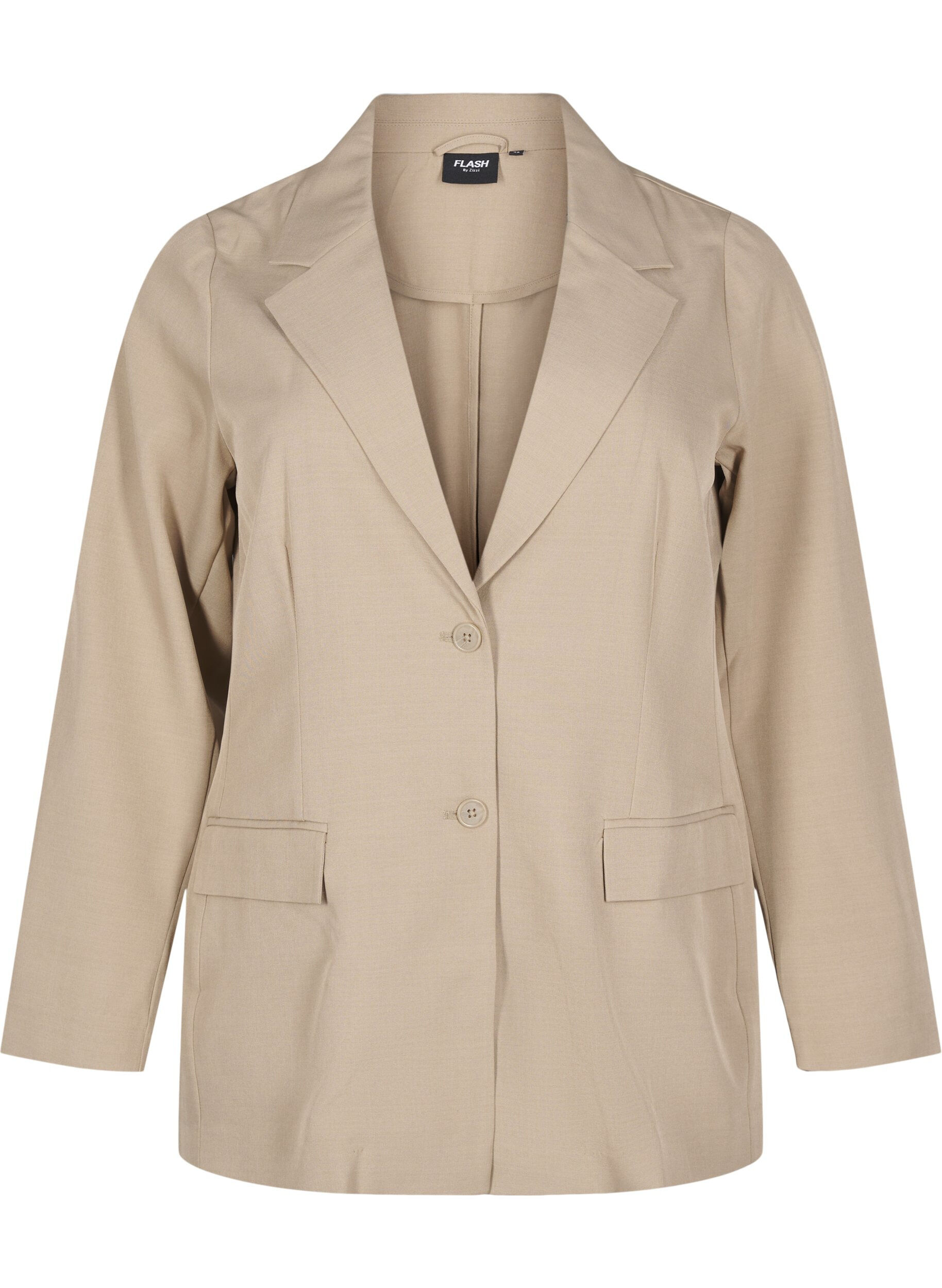 Zizzi FLASH - Blazer avec des poches et une fente, Beige, Packshot image number 0